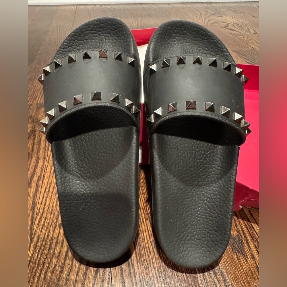 Valentino Stud PVC Sandal in Black